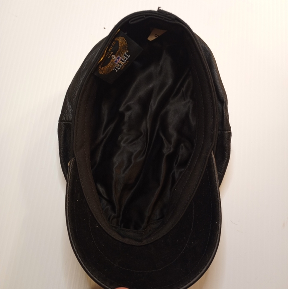 HH Henschel Hat Co Black Leather Cap Sz Small - Picture 3 of 8